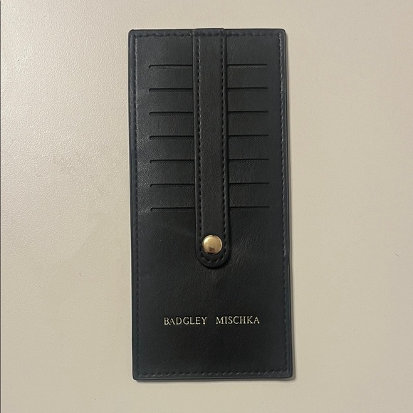 Badgley Mischka Black Card Holder with Gold Accent - Picture 1 of 2